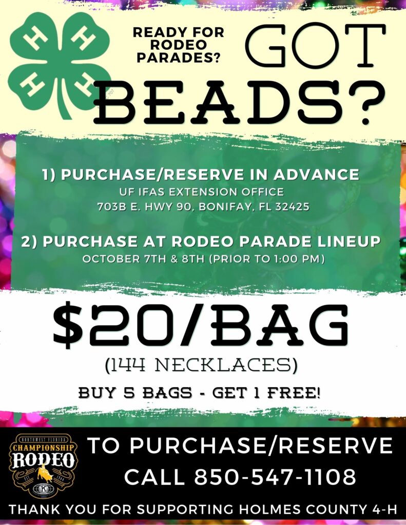 Nothwest Florida Championship Rodeo Sponser - Buy Beads for the Rodeo Parade- Annual Bonifay, Florida Rodeo